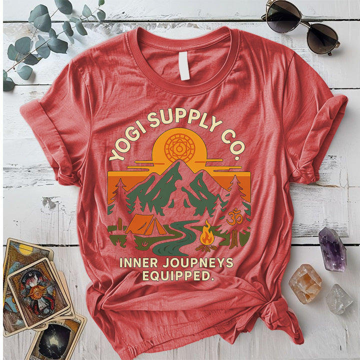 Yogi Supply Co T-Shirt Mockup Coral Silk