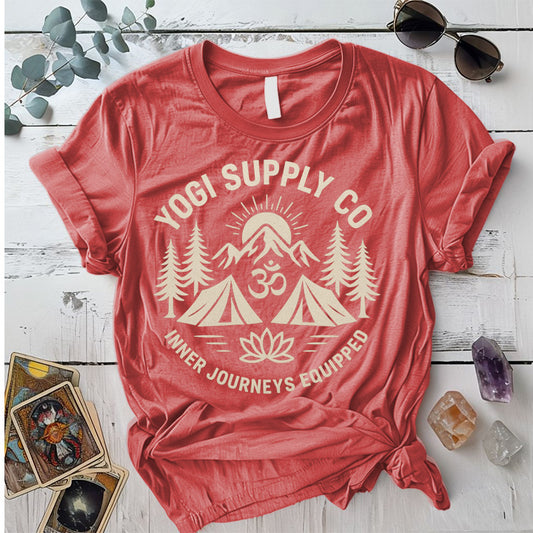 Yogi Supply Co T-Shirt Mockup Coral Silk