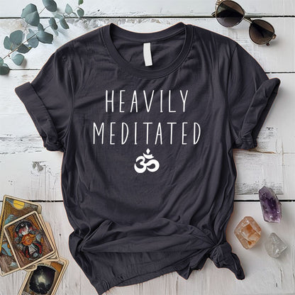 Heavily Meditated T Shirt Indigo Blue Mockup