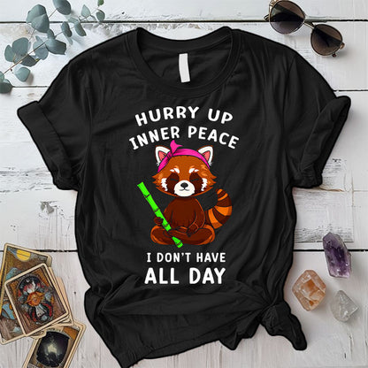 Inner Peace Red Panda T Shirt Black Mockup