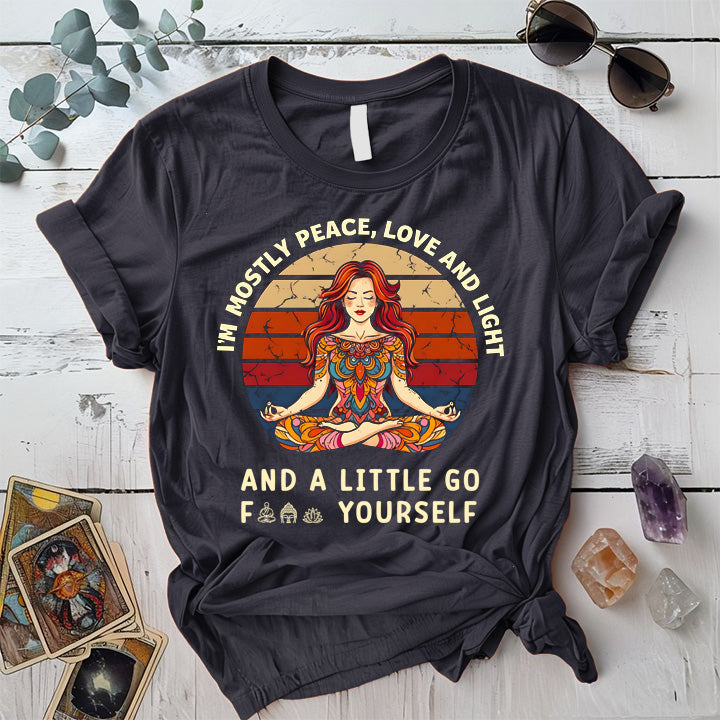 Im Mostly Peace Love Light T Shirt Dark Heather Grey Mockup