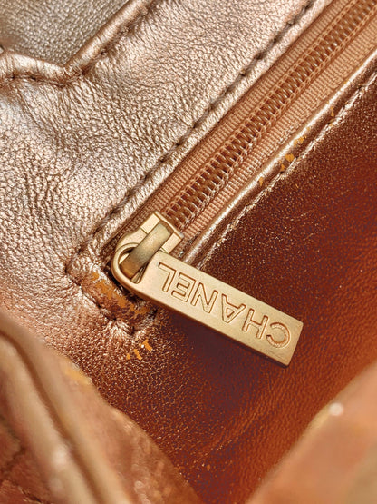 cc 24a nano 19cm kelly shopper bag metallic rose gold lambskin