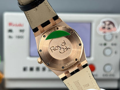 Audemars Piguet Royal Oak Lady 33mm Rose Gold Black Leather