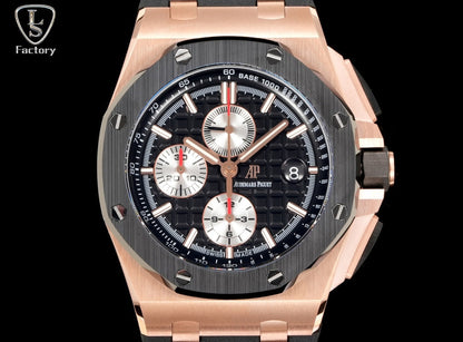 Audemars Piguet Royal Oak Offshore Chronograph 44mm Rose Gold Case Black Silver Dial