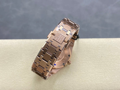 Audemars Piguet Royal Oak Lady 33mm Rose Gold Blue Dial Diamond Bezel