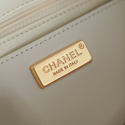 CC 2025 Flap Bag White Black Sequin 308601