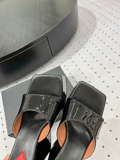 Alaila High Sandal 115mm In Black Glossy Lambskin 954878