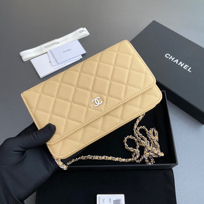 CC Woc 20cm Lime Grained Calfskin Silver Hardware