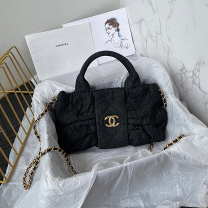 CC 25K Mini Bow Bag 26cm Black Denim
