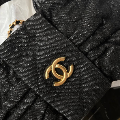 CC 25K Mini Bow Bag 26cm Black Denim