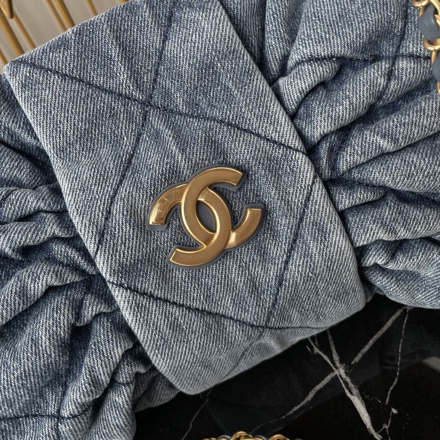 CC 25K Bow Bag 38cm Blue Denim
