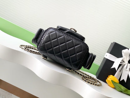 cc 25S Backpack 25cm Black Mesh Calfskin