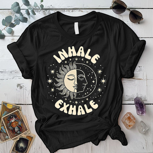 Inhale Exhale Celestial T-Shirt Mockup black