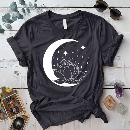 Lotus Moon T Shirt Dark Heather Grey Mockup