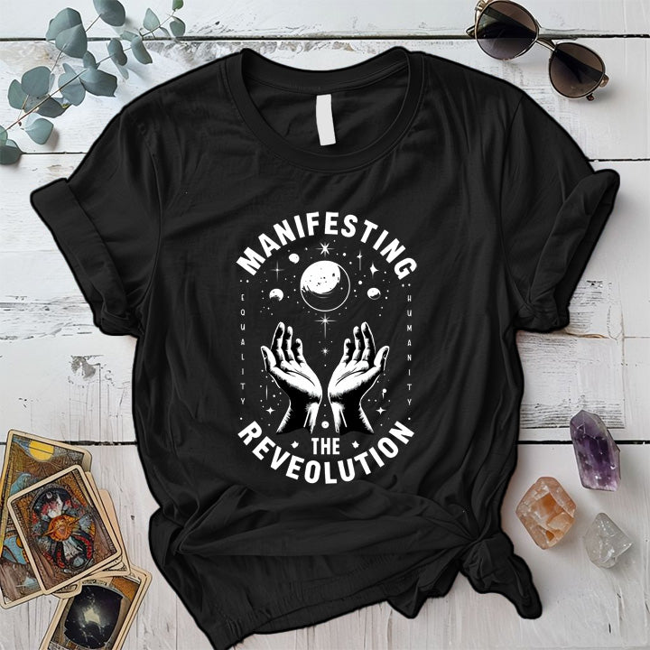 Manifesting The Revolution T Shirt Black Mockup