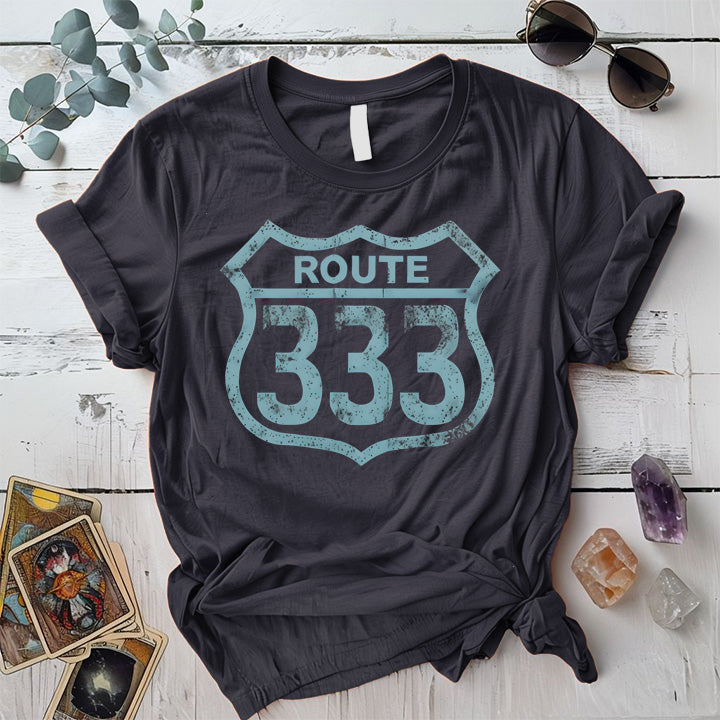 Route 333 T Shirt Dark Heather Grey Mockup