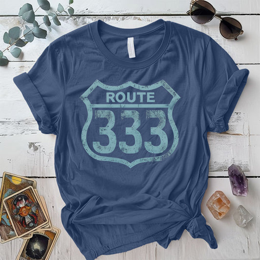 Route 333 T Shirt Indigo Blue Mockup