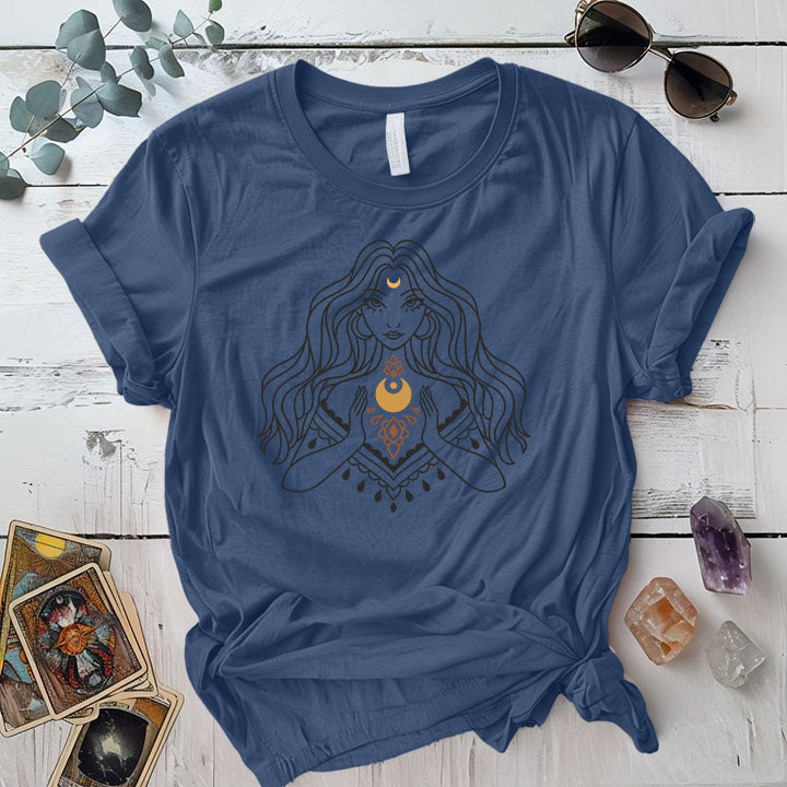 Sacral Chick T Shirt Indigo Blue Mockup