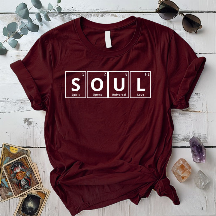 Soul Periodic Table T Shirt Maroon Mockup