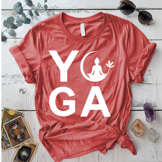 Yoga T-Shirt Mockup Coral Silk