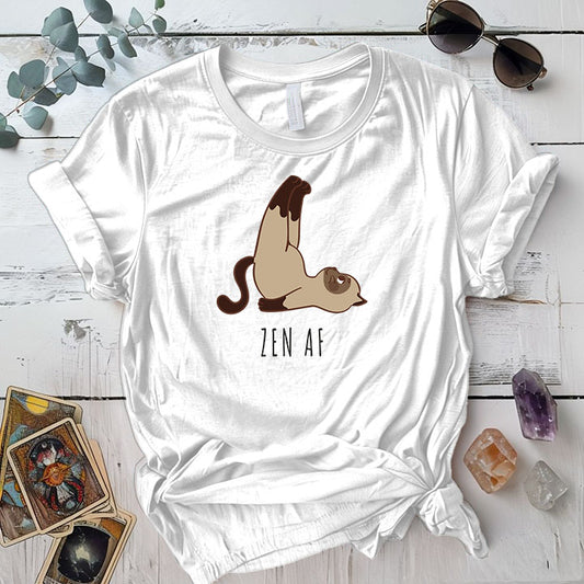 Zen Yoga Cat T-Shirt Mockup white